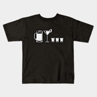 Stick Figure Family - Alcohol Themed - 3 Shots Kids T-Shirt